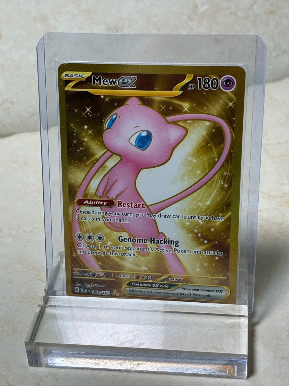 Rare Mew ex Gold Metal Holofoil collector card